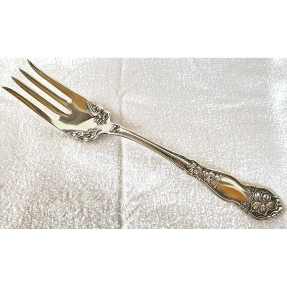 Orange Blossom Pattern 1910 Wm Rogers & Son AA Antique Cold Meat Fork Flatware - Picture 1 of 7